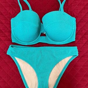Shade & Shore Teal Textured Bikini